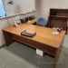 Medium Maple L Suite Office Desk w/ Client Knee Space 72x78 apx